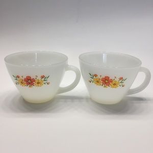 Two Fire King Coffee Cups Mugs Anchor Hocking 24